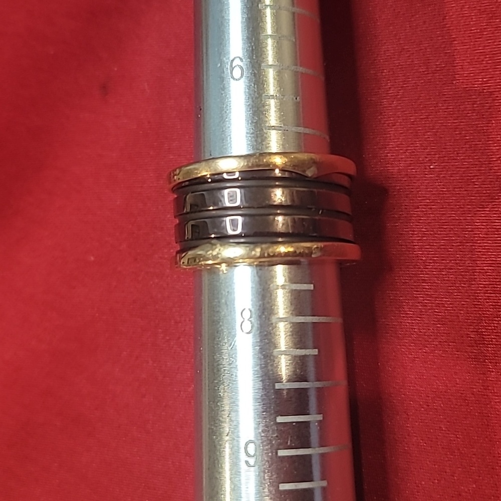 Bvlgari ROMA CRRPSE 55 AU 750 B.Zero1 Four Band Ring 18K Rose Gold Ceramic New - Picture 2 of 3